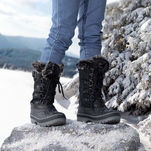 Kids Waterproof Snow Boots - BLACK - 4